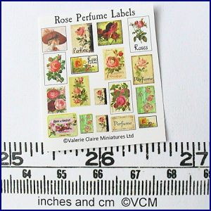 ROSE PERFUME LABELS - kit from Valerie Claire Miniatures