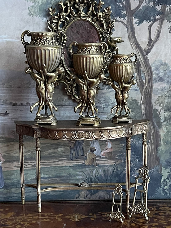 18th C. French Urn held by 3 female-medium- Gracies unpainted -  from Alison Davies - 2