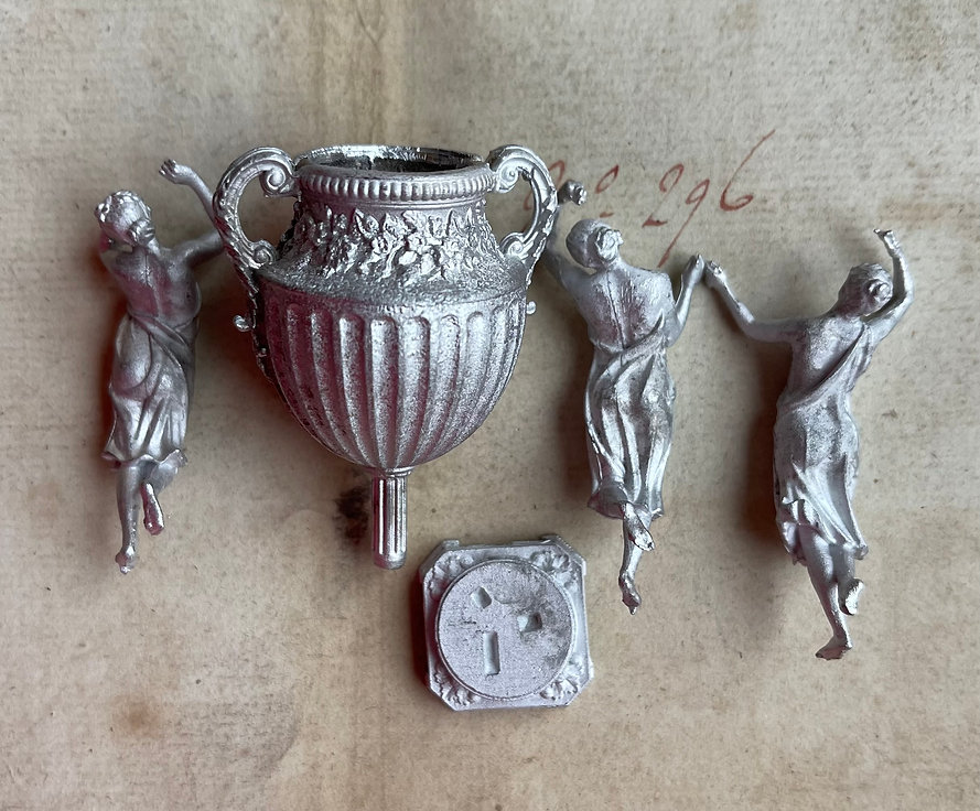 18th C. French Urn held by 3 female-medium- Gracies unpainted -  from Alison Davies - 3