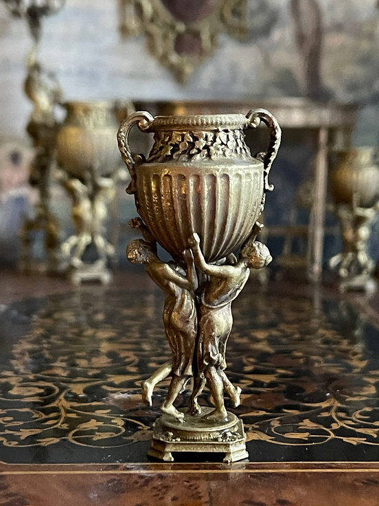 18th C. French Urn held by 3 female-medium- Gracies unpainted -  from Alison Davies