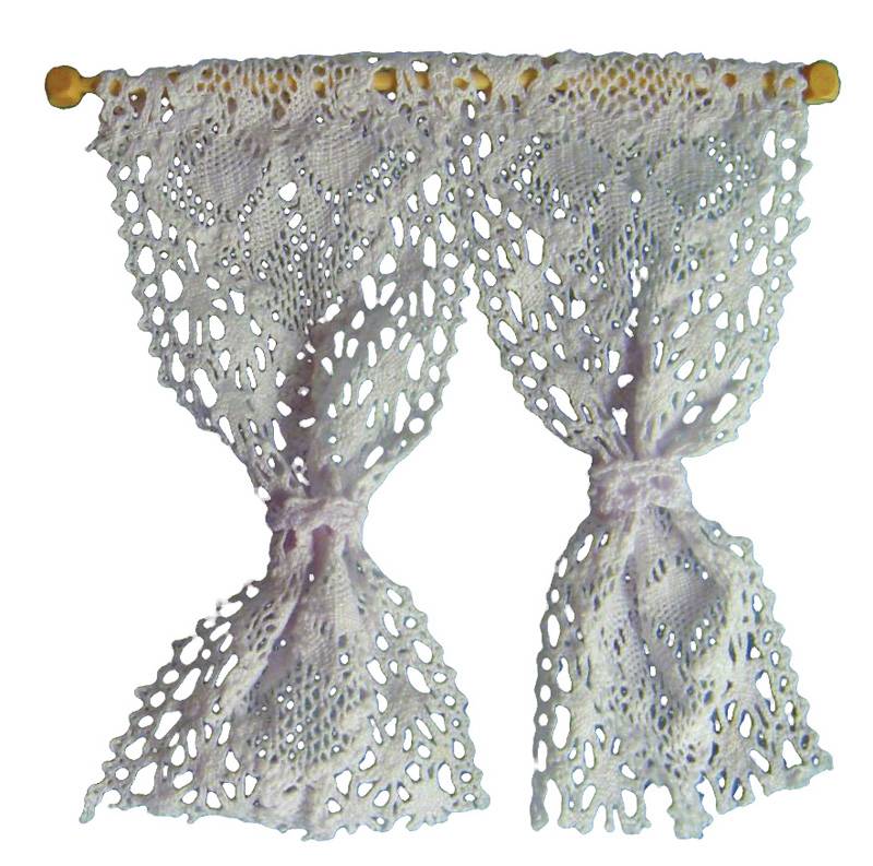 White lacecurtains with pelmet