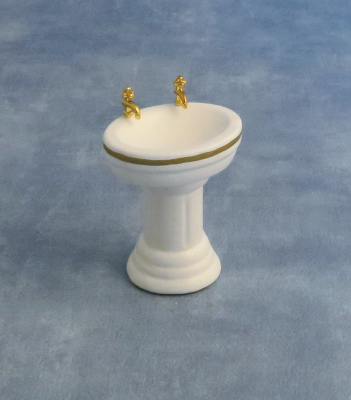 Washbsin, pedestal in wood