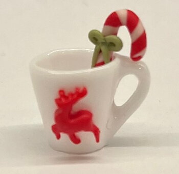 Christmas mug with red polka dot stick - handmade in England