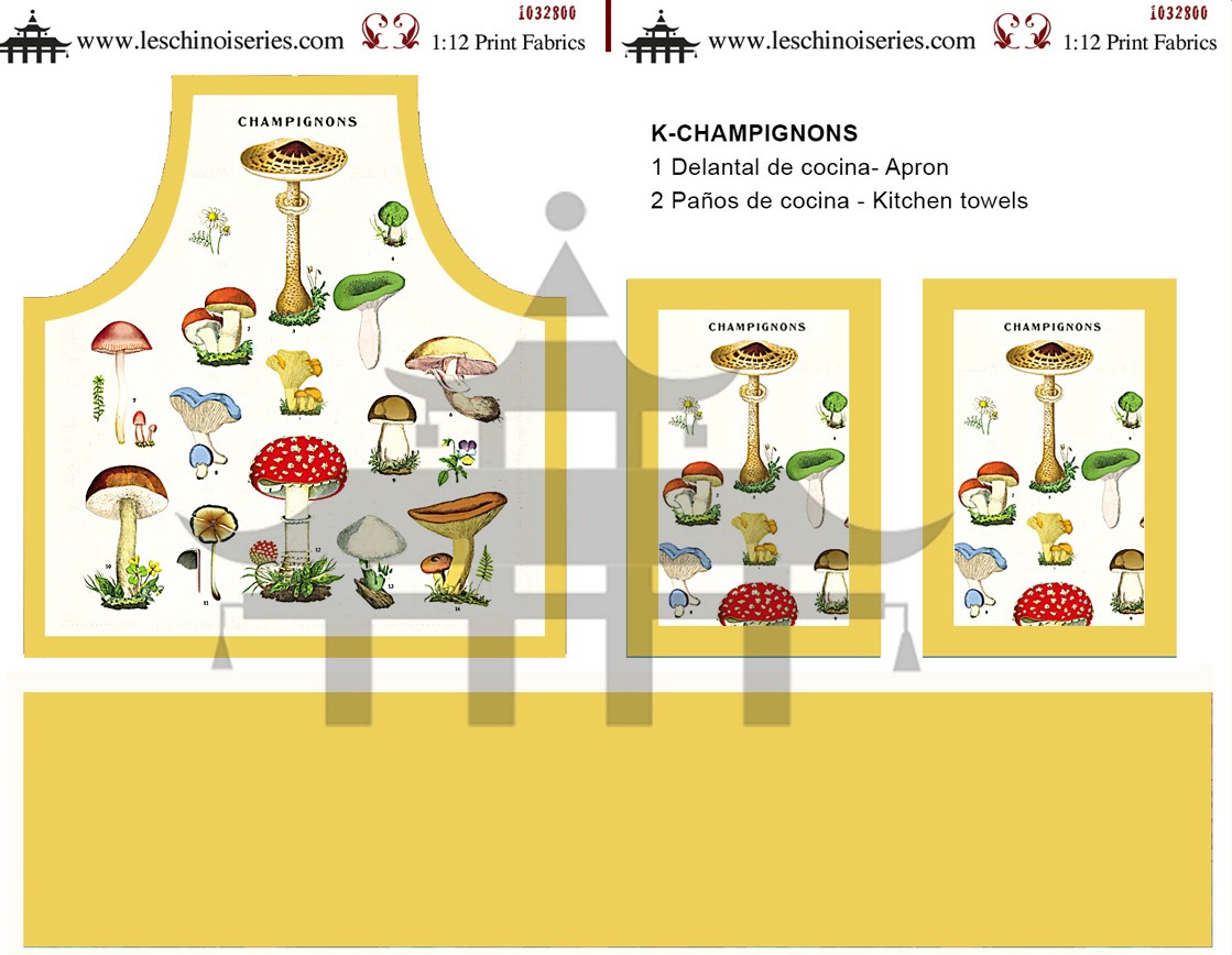 Förkläde -Champinjons - kit från Les Chinoiseries