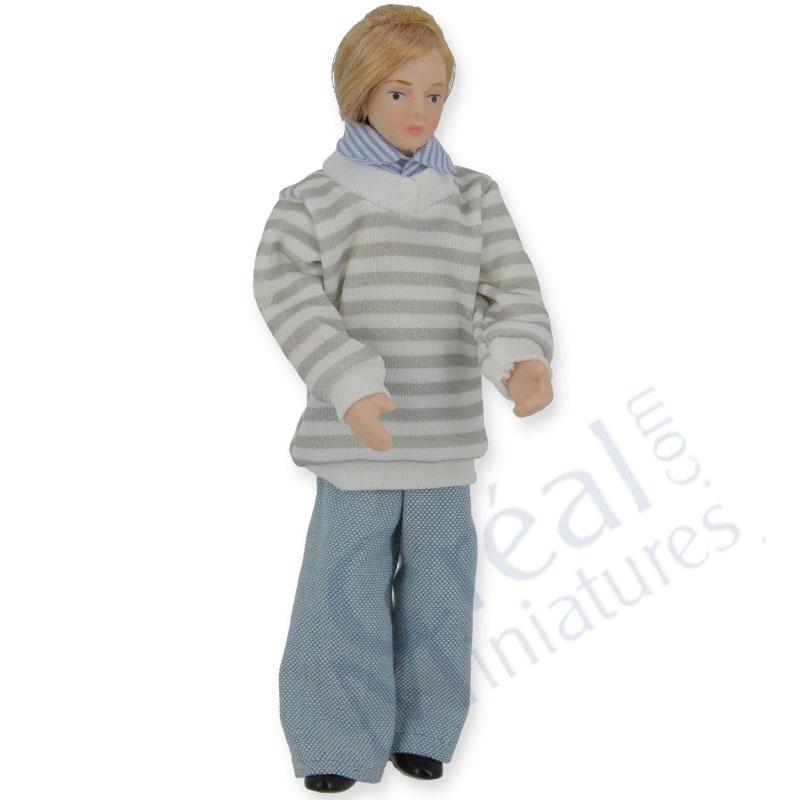 Doll  young man with blue strip pulover
