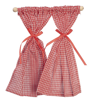 Curtains red  check