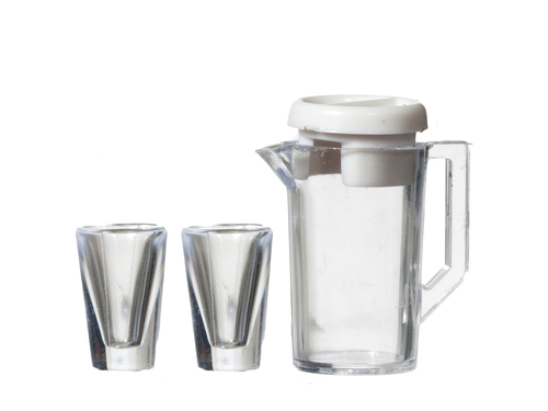 2 glas och tillbringare med lock