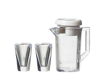 2 glas och tillbringare med lock
