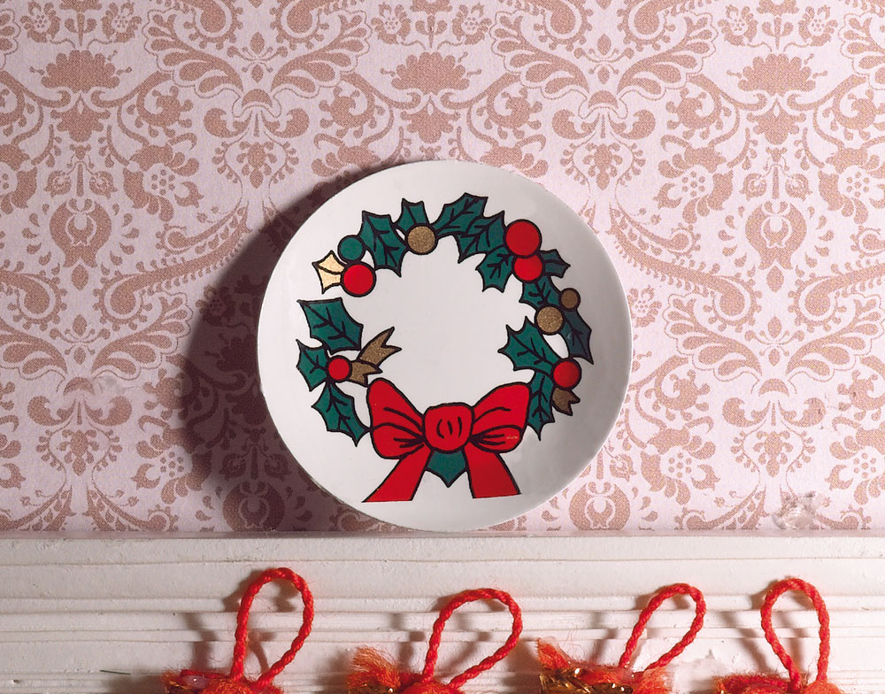 Plate porcelain chrismasbow