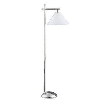 Golvlampa, vit trekantig skärm