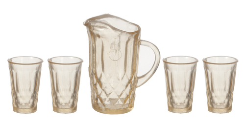 Kanna med 4 glas, bärnsten