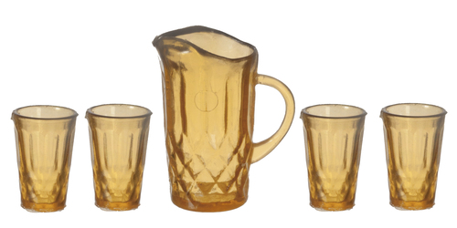 Pticher with 4 glasses, brown