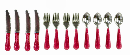 Silverware, cutlery, red