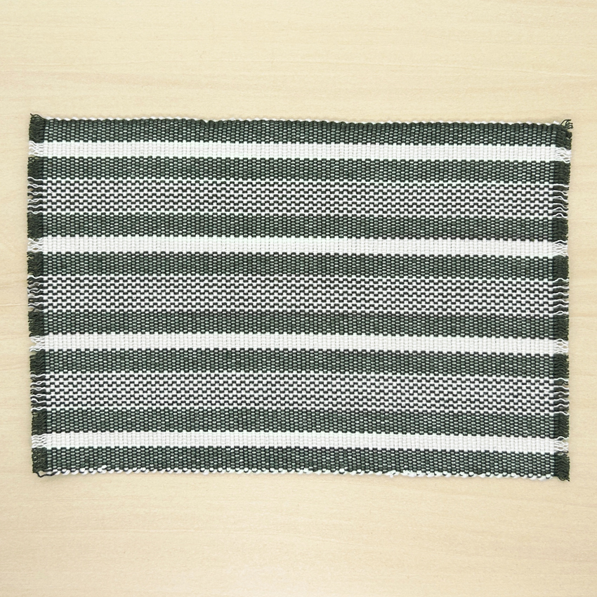 Woven rug, striped - Dark green - From Mormors Dockskåp