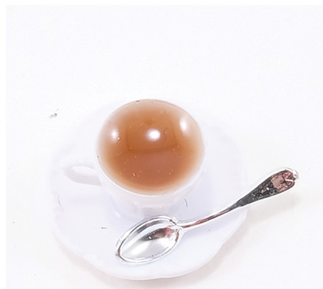 One cup of coffee with saucer and spoon