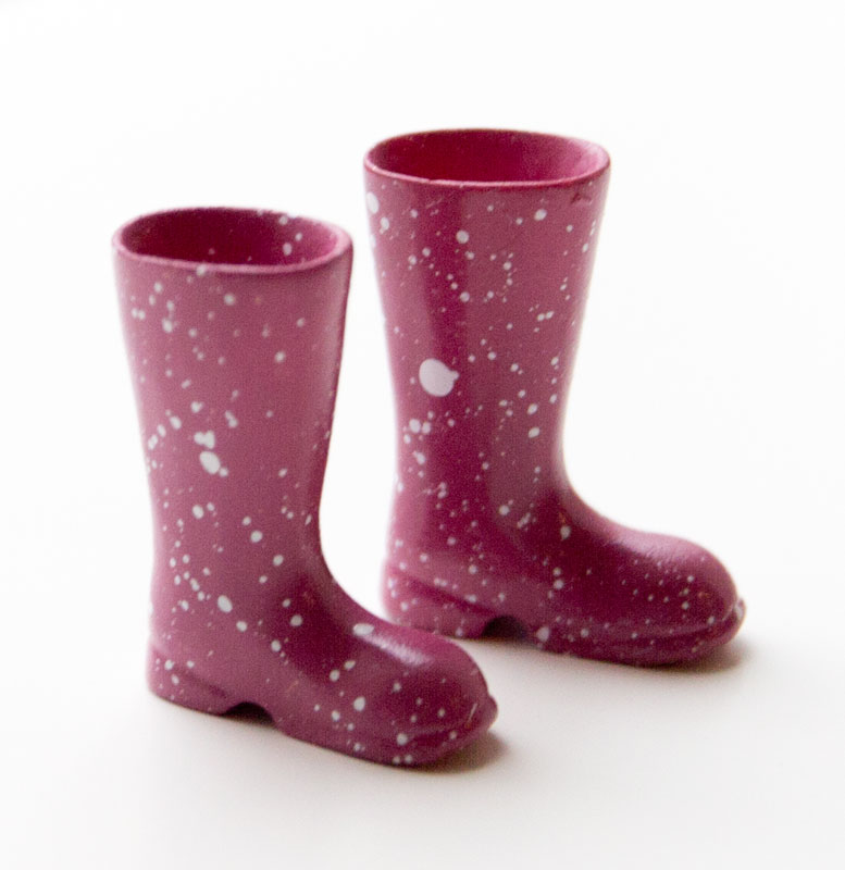 Stövlar, rosa med vita prickar