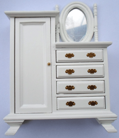 Dresser with mirrow, white