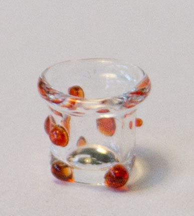 Glas skål röd prickig