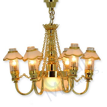 Chandelier 6 lights gold
