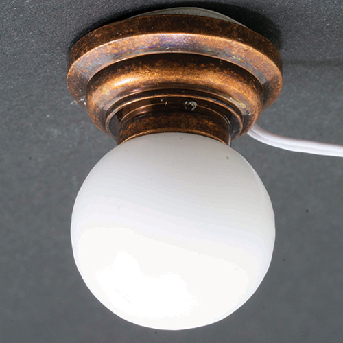 Ceiling Light with white Shade, bronze - 2