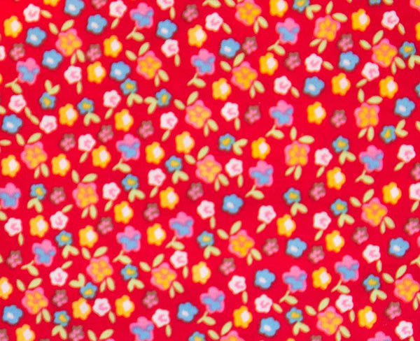 Fabric, red with flowers