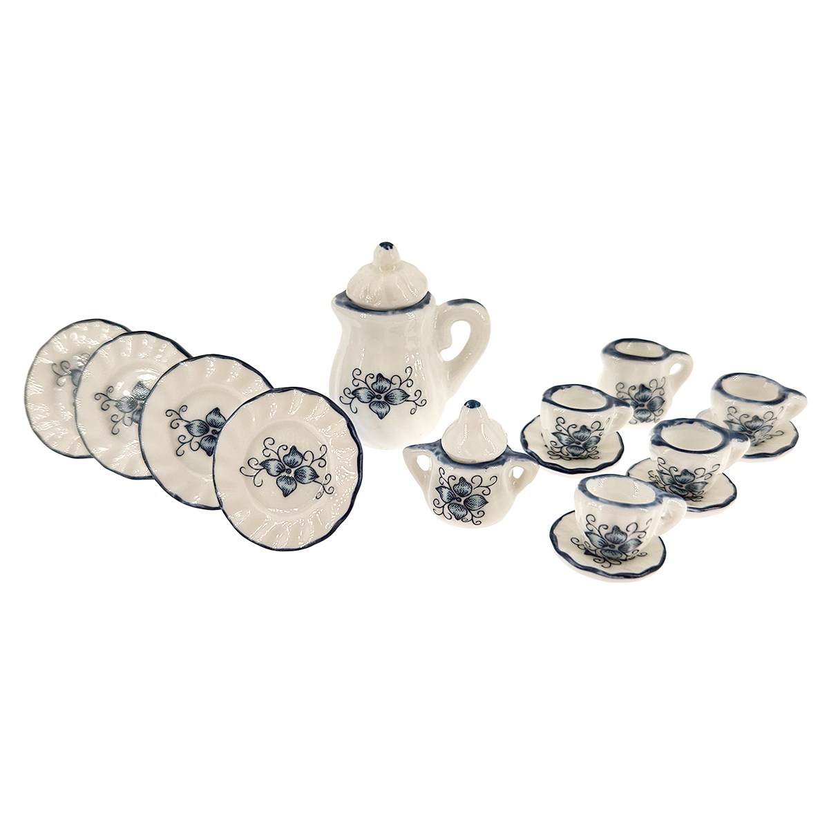 Coffe set, blue flowers 15 pcs