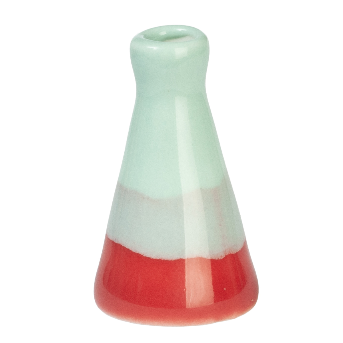 Vase, green & red
