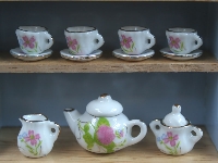Coffe set, pink flowers 11 pcs