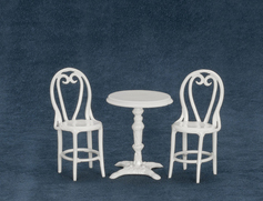 PATIO TABLE/2 CHAIRS/white