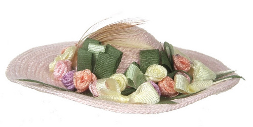 Beige hatt med blommor