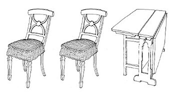 Gateleg table and two charis from Carl Larssons home - kit