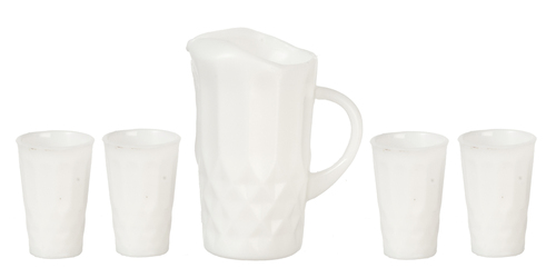 Pticher with 4 glasses, white