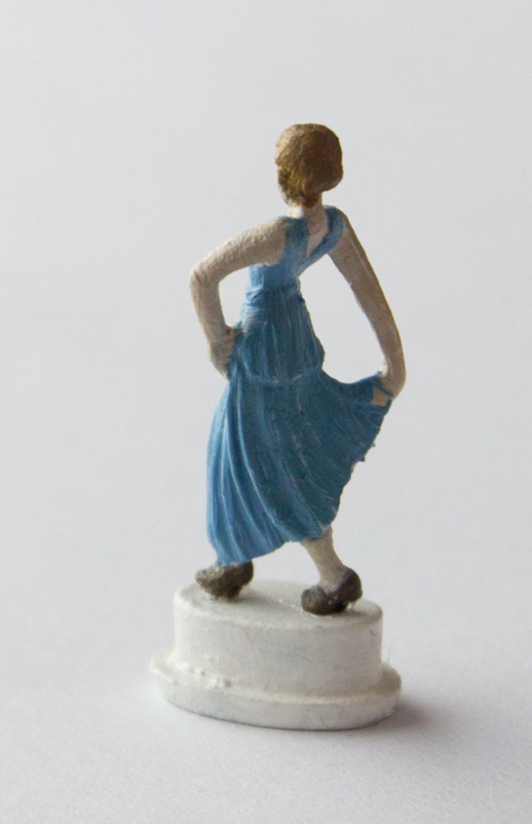 Art deco-figurin i vit metall - Cheryl Anne - 3