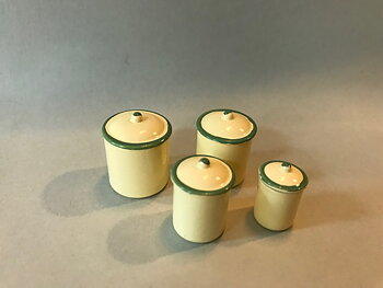 4 stycken"emaljerade" burkar med öppningsbart lock