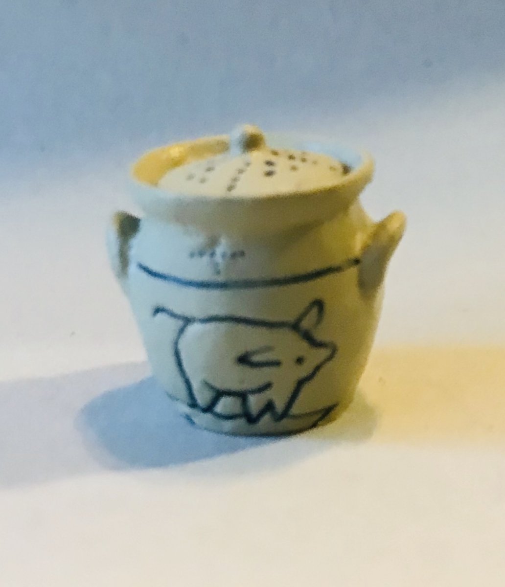 Jar with lid - handpainted pig