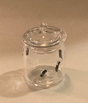 Handmade glass, jar with leeches - handmade in UK