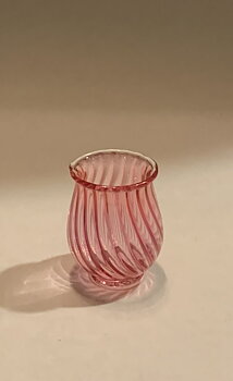 Glass tulip vase cranberry- handmade in UK