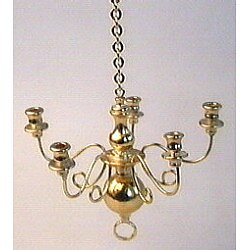 Brass colored chandelier