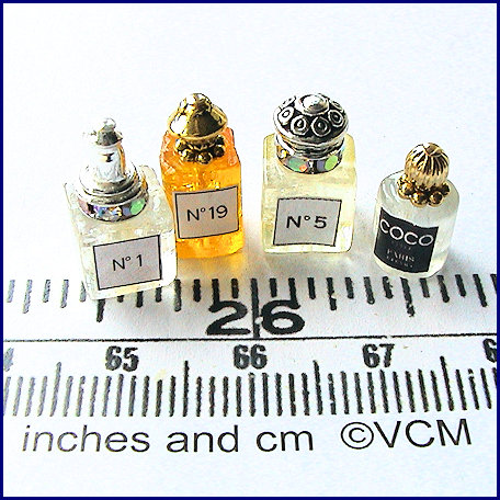 4 modern perfume bottles- kit from Valerie Claire Miniatures
