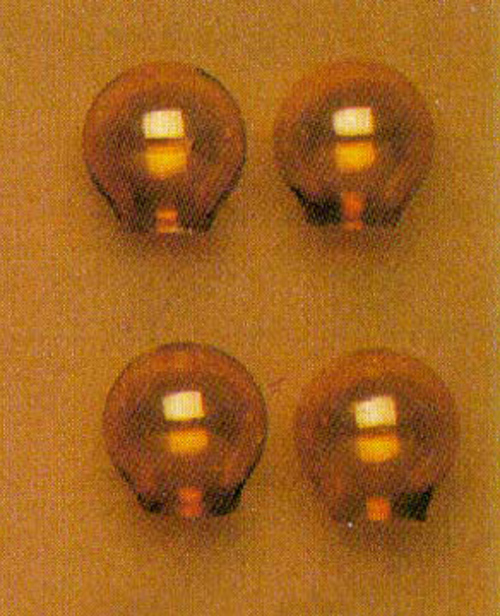 4 Baubles, glass globes amber