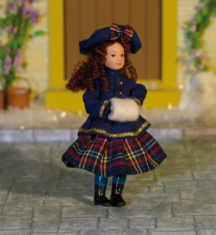 Doll - girl with checked skirt