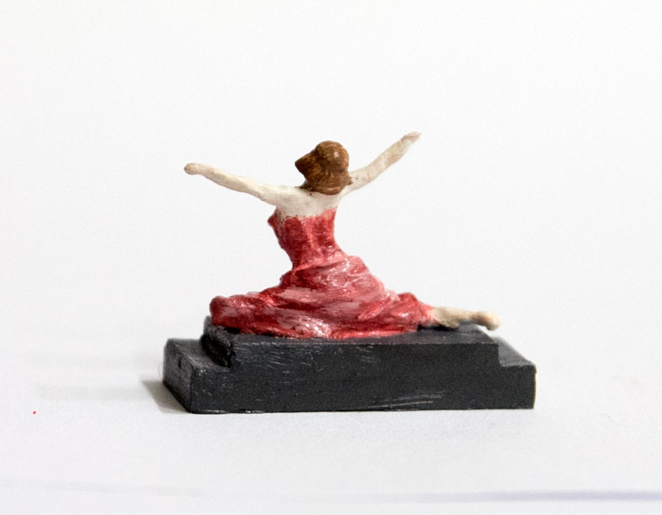 Art deco-figurin i vit metall- lady dancer - 2