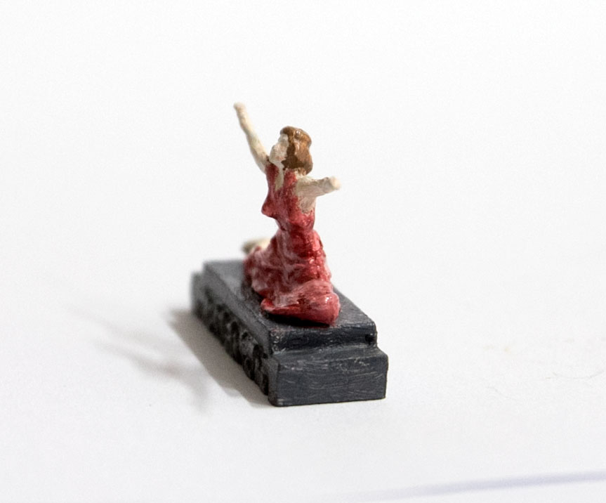 Art deco-figurin i vit metall- lady dancer - 3