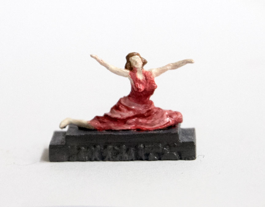 Art deco-figurin i vit metall- lady dancer