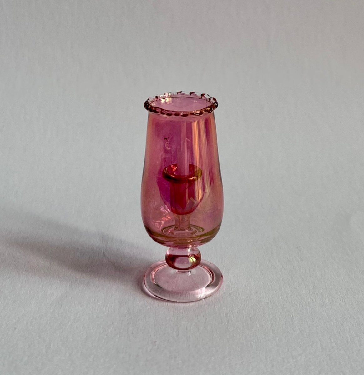 Handmade glass hurricane lamp- handmade in UK