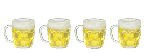 4 FILLED BEER MUGS