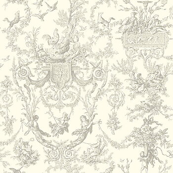 Lyxig tapet - Toile de Jouy "Arabesque" - Ivory  - från Alison Davies