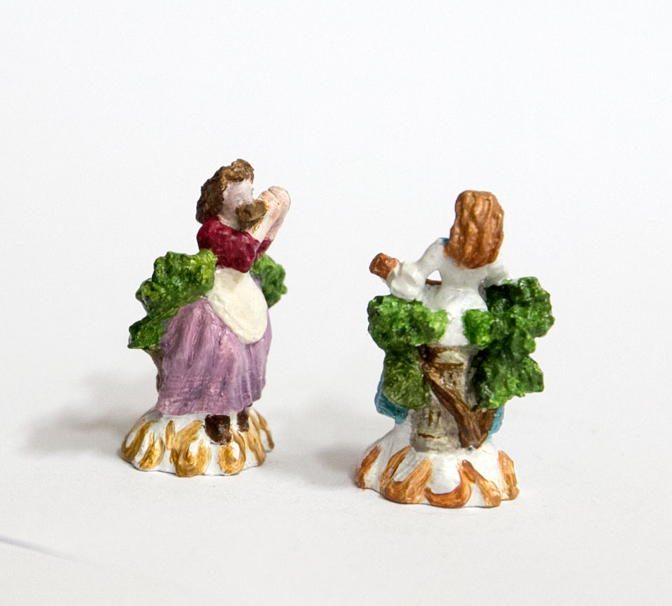 Statue - Lady Musicians -in white metal - 3