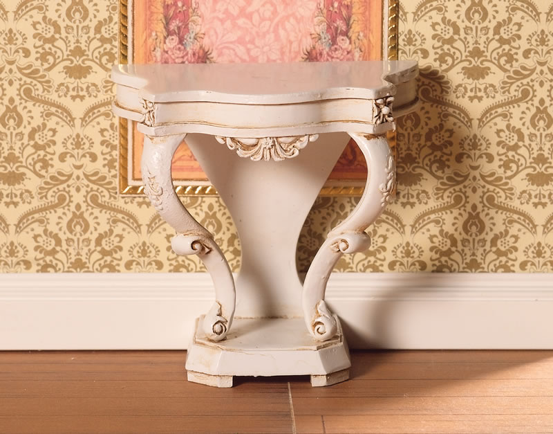 Table halfcircular, white