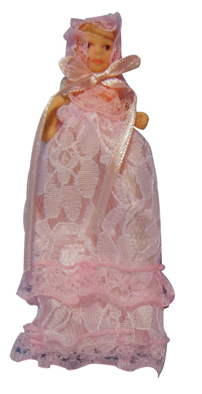 Doll baby in pink gown